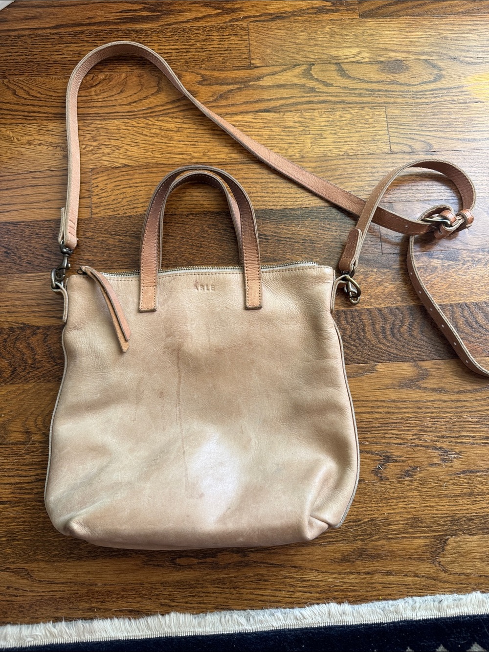 Able Leather Crossbody Tote Bag - Beige